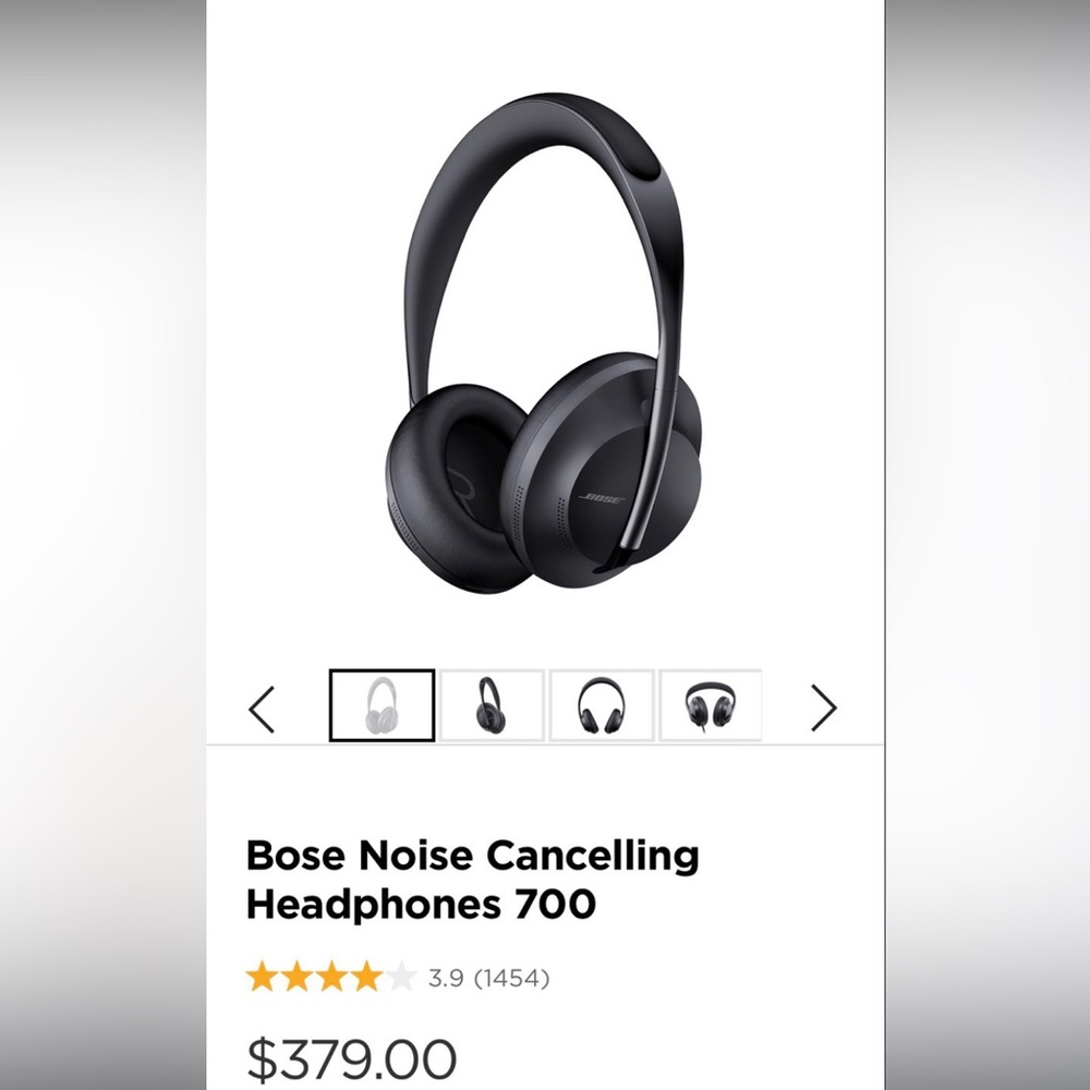 Black Three setting noise cancelling headphones,case, cables,24hour battery life